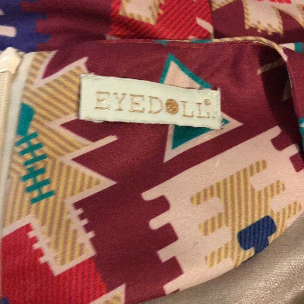 Anthropologie Eyedoll Wildfires Dress S Geometric Drop Waist Long Sleeve Boho - Picture 9 of 12